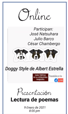 Presentación Doggy Style de Albert Estrella  9 enero 2021 20 hs. Perú