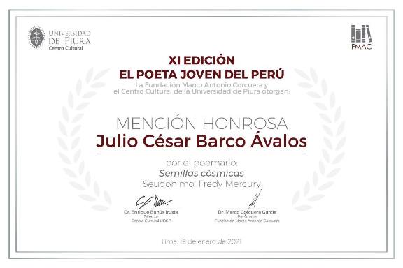 Premio El joven poeta del Perú 2020