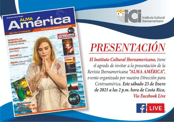 Presentación Alma América, Costa Rica. 23 enero  2021 12:30 hs Perú.