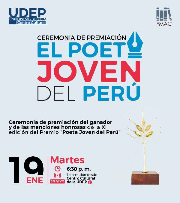 Entrega premio El poeta Joven del Perú  19 enero 18:30 hs. 2021. Perú